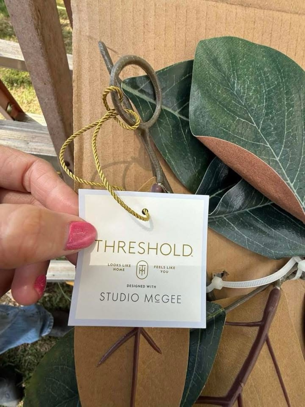 Threshold Green and Tan Magnolia Leaf Garland - Lush Faux Foliage - Picture 2 of 3